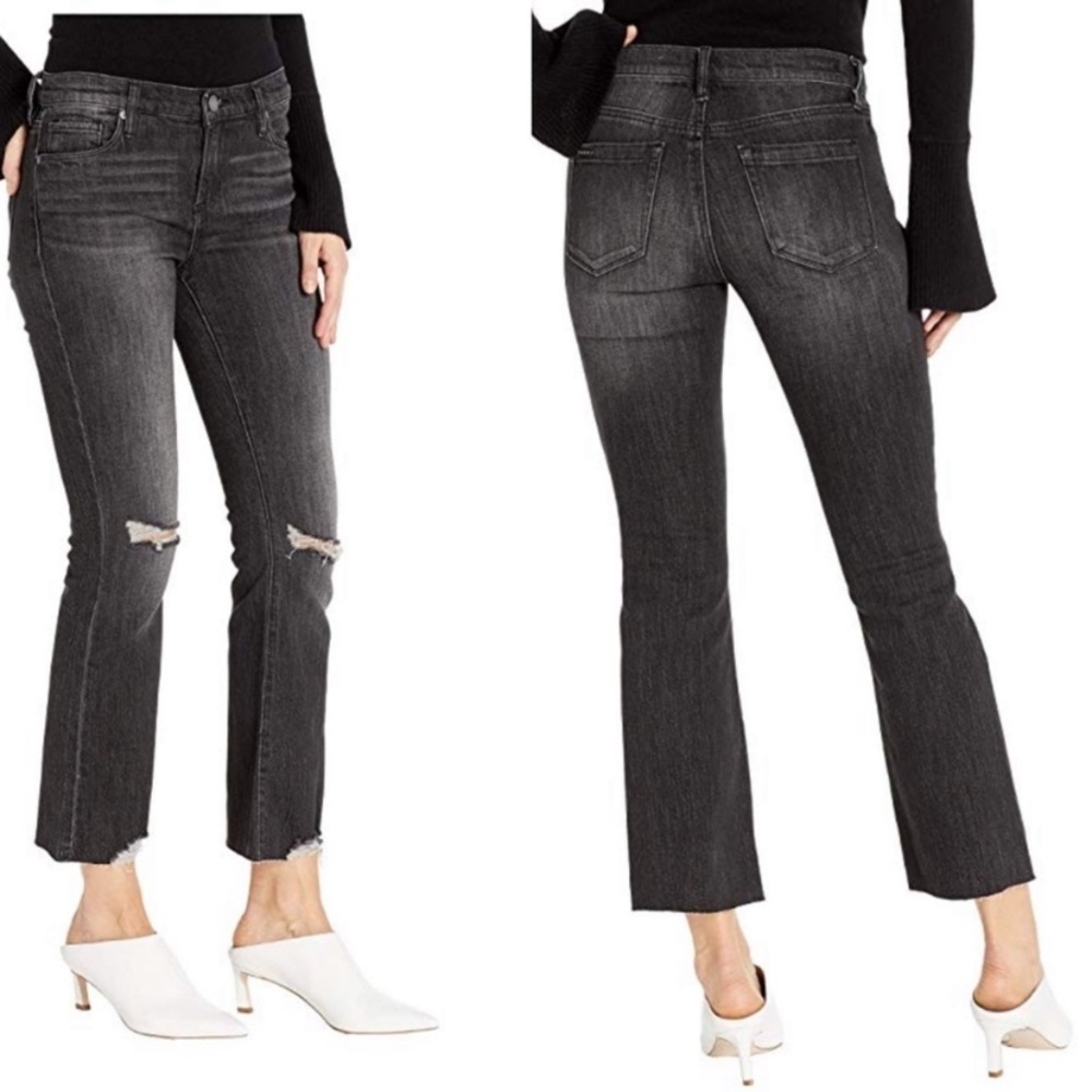 Blank NYC The Varick Kick Flare Crop Washed Black Jeans Size 24